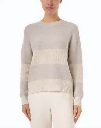 Kinross Lurex Stripe Crew Sweater In Champagne In White