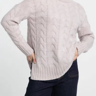 Kinross Luxe Cable Funnel Sweater In Grey