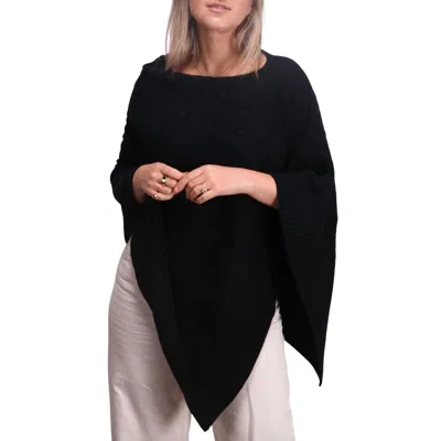 Kinross Luxe Cable Poncho In Black