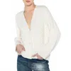 Kinross Luxe Mixed Stitch Cardigan In Pearl Beige In White