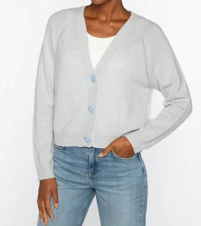 Kinross Marled Vee Cardigan In Lilac/cloud In Gray