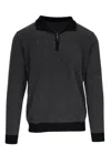 Kinross Men's Herringbone Quarter Zip Sweater In Black/flannel In Gray