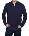 Kinross Men's Suede Trim Quarter Zip Mock Sweater In Navy In Blue