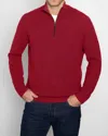 Kinross Men's Suede Trim Quarter Zip Mock Sweater In Sienna In Red