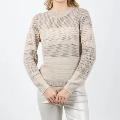 Kinross Mixed Stitch Lurex Crew Sweater In Dune In Multi