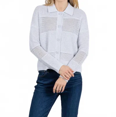 Kinross Mixed Textured Collared Cardigan In Dove In Blue