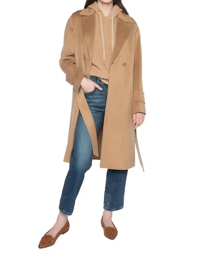 Kinross Notch Collar Belted Coat In Camel In Brown