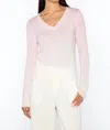 Kinross Ombre Pointelle Vee Sweater In Blush In Gold