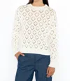 Kinross Openwork Crew Neck Sweater In White In White