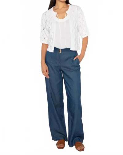 Kinross Openwork Gathered Sleeve Cardigan In White