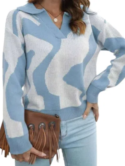 Kinross Paros Zip Mock Cardigan Mykonos In Blue White In Multi