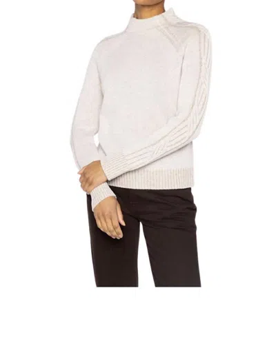 Kinross Plaited Cable Sleeve Funnel Sweater In Ballet/pearl In Neutral