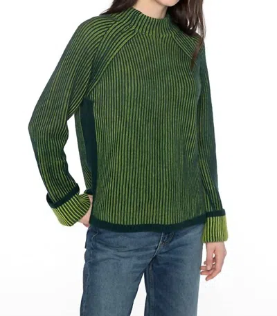 Kinross Plaited Rib Crew In Cypress/moss
