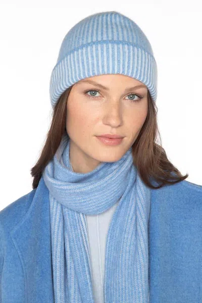 Kinross Plaited Rib Scarf In Como / Celeste In Blue