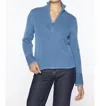 Kinross Plaited Rib Zip Mock Sweater In Imperial/saphire In Blue