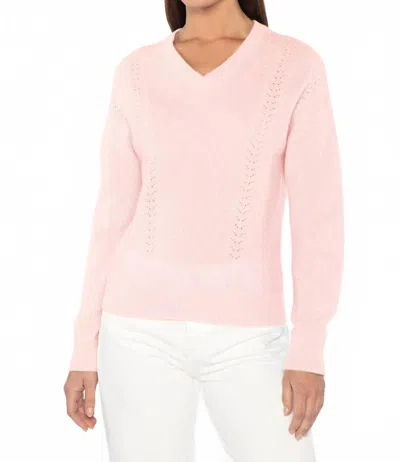 Kinross Poitelle Detail Rib V-neck In Blush In Pink