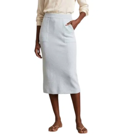 Kinross Pull On Double Knit Straight Skirt In Sky In White