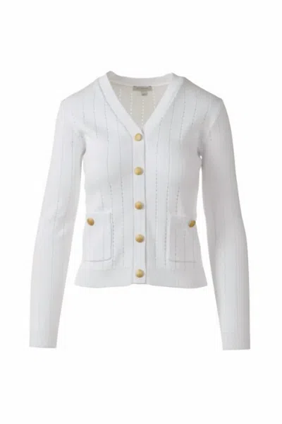 Kinross Rib Button Front Vee Top In White