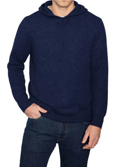 Kinross Rib Pullover Hoodie In Navy In Blue