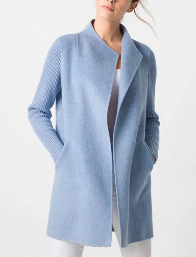 Kinross Rib Sleeve Coat In Coastal In Blue