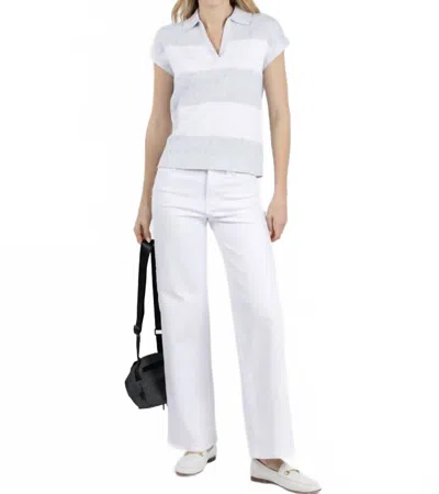 Kinross Rib Splitneck Polo In Dove/white In Black