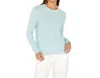 Kinross Rib Trim Crew Sweater In Opal In Blue