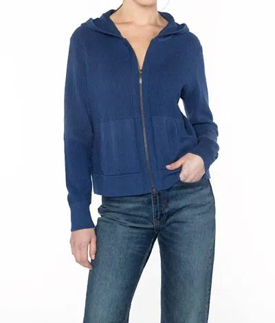 Kinross Rib Zip Hoodie Top In Azul