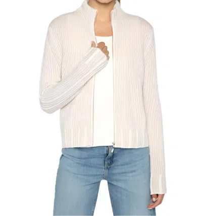 Kinross Rib Zip Mock Cardigan In Dune/ivory In Multi