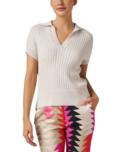 Kinross Ribbed Polo Sweater In Beige