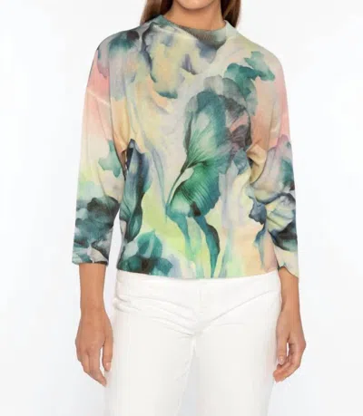 Kinross Romantic Floral Crew In Multi In Green