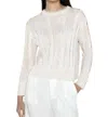 Kinross Sequin Cable Crew Neck Sweater In Ivory In White