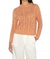 Kinross Sequin Cable Crew Top In Sunset In Brown
