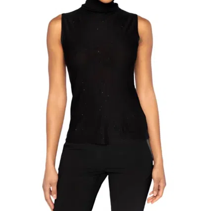 Kinross Sequin Sleeveless Funnel Tank In Black