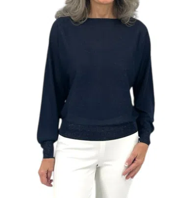 Kinross Shimmer Off-shoulder Pullover Top In Navy In Blue