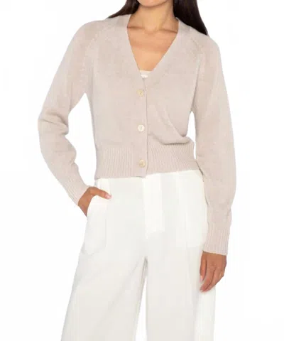 Kinross Short Button V-neck Cardigan In Almond In White