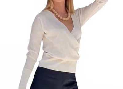 Kinross Silk Cashmere Surplice Sweater In White
