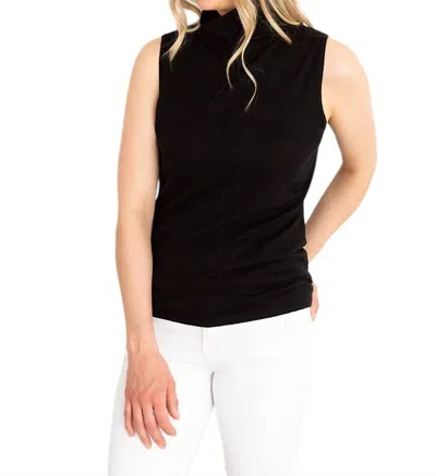 Kinross Sleeveless Seamed Funnel Sweater In Black