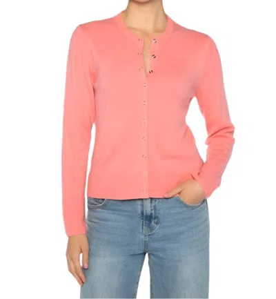 Kinross Snap And Ribbon Cardigan In Coral In Pink