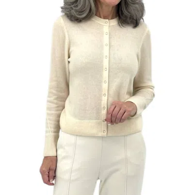 Kinross Snap And Ribbon Cardigan In Vanilla In White