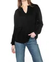 Kinross Split Neck Pullover Sweater In Black In Black
