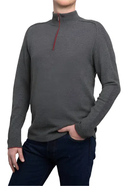 Kinross Sport Quarter Zip Mock Sweater In Flannel In Gray