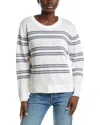 Kinross Striped Linen Sweater In White