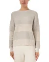 Kinross Lurex Stripe Crew Sweater In Champagne In Neutral