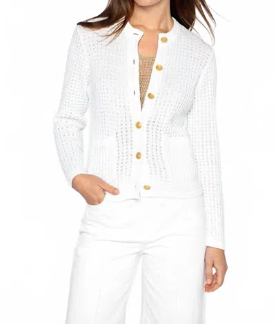 Kinross Textured Button Cardigan In White