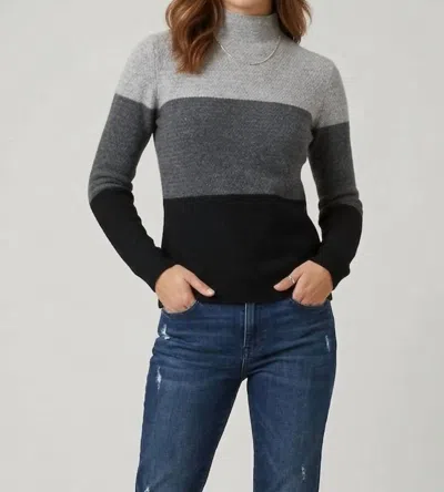 Kinross Textured Colorblock Funnel Neck Sweater In Sterling Multi