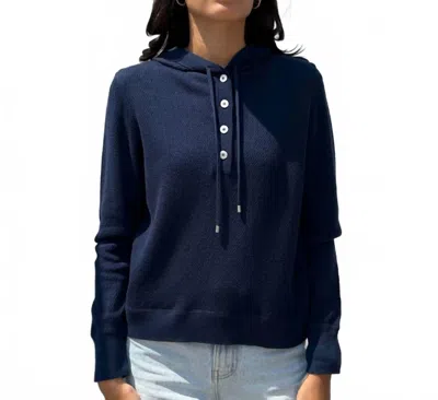 Kinross Textured Long Sleeve Hoodie In Navy In Blue