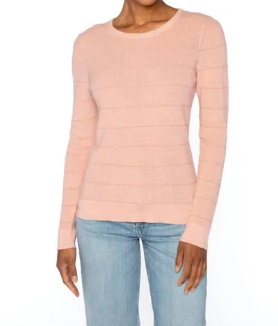 Kinross Thermal Lurex Stripe Crew Top In Rosedust In Pink