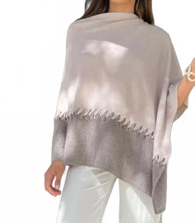 Kinross Twist Stitch Cashmere Poncho In Dune/seal
