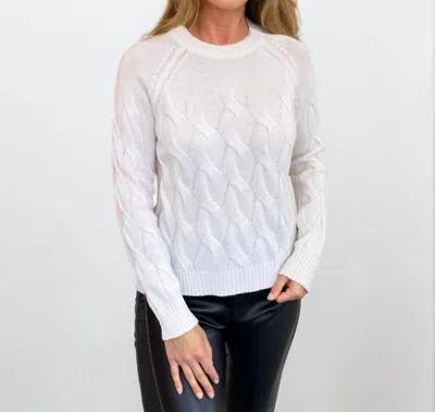 Kinross Wandering Cable Crew Sweater In Pearl In White