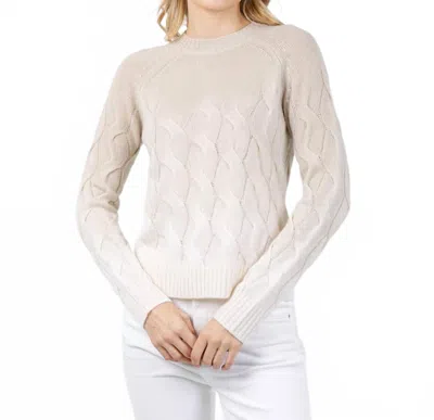 Kinross Wandering Cashmere Cable Ombre Crew Sweater In Dune In White